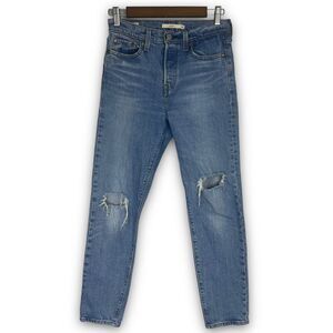 Levi's Premium Wedgie Button Fly High Rise Distressed Knee Slim Leg Jeans 26 / 2